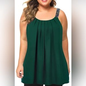 Plus size Emerald Green Chiffon Tank Top NWOT